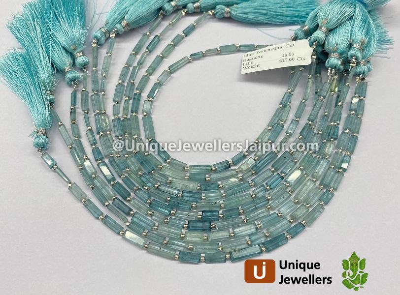 Blue Tourmaline Cut Baguette Beads